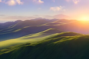A valley, with mountains in the background, mady by Generative AI