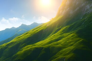 A valley, with mountains in the background, mady by Generative AI