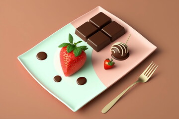 chocolate cake with strawberries