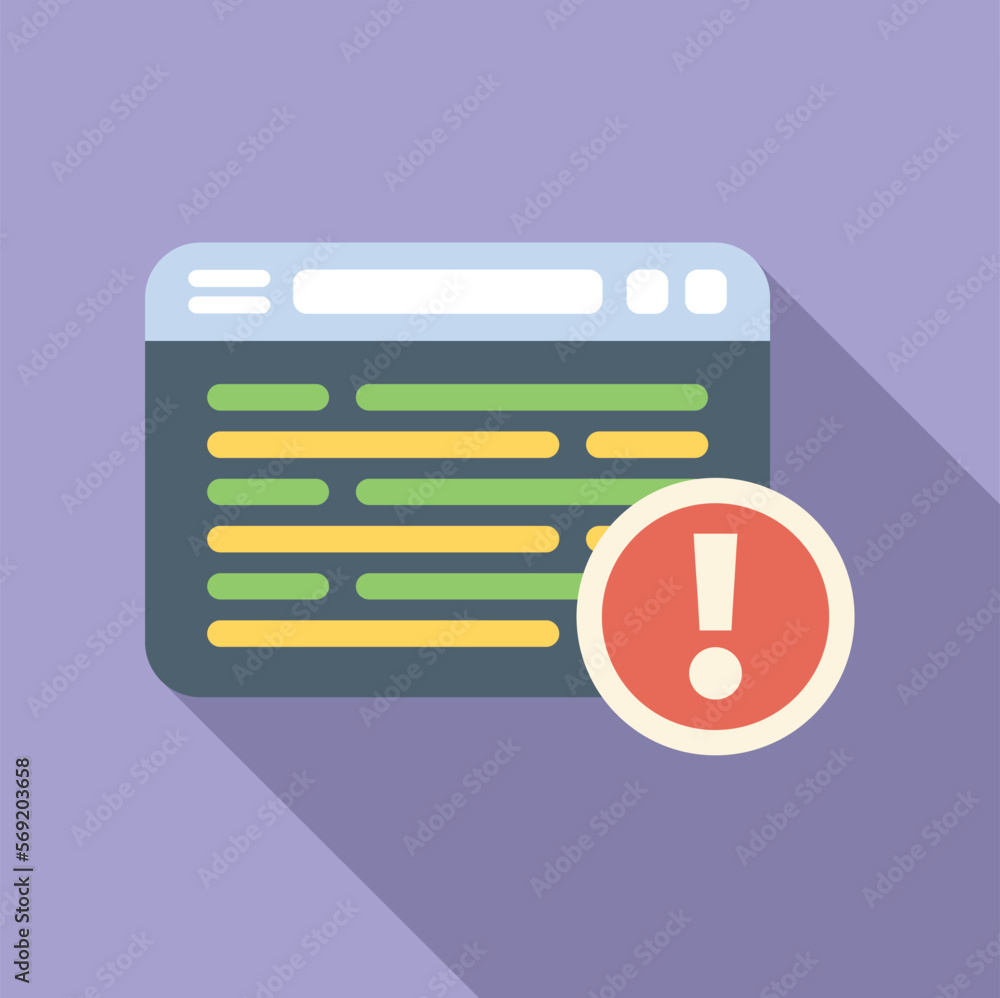 Poster online fraud icon flat vector. hacker error. file data