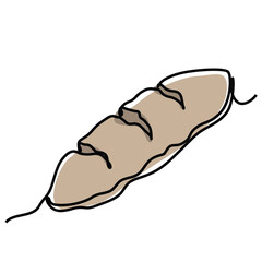 Single continuous line drawing of stylized sweet fresh bake bakery pastry in minimal continuous one line