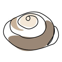 Single continuous line drawing of stylized sweet fresh bake bakery pastry in minimal continuous one line