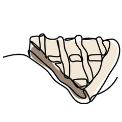 Single continuous line drawing of stylized sweet fresh bake bakery pastry in minimal continuous one line