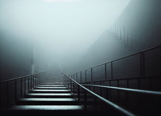 stairs in the fog