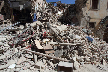 the houses destroyed by the earthquake - Amatrice - Italy - 2016