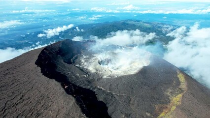 Aerial view of Mount Slamet or Gunung Slamet is an active stratovolcano in the Purbalingga Regency. 