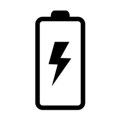 Battery icon with lightning bolt sign. Battery charging icon with lightning bolt symbol.