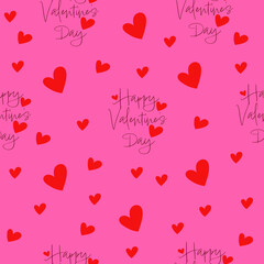 seamless pattern for Valentine's Day and red hearts. Design for printing on gift paper, postcards, poster and flyers.
