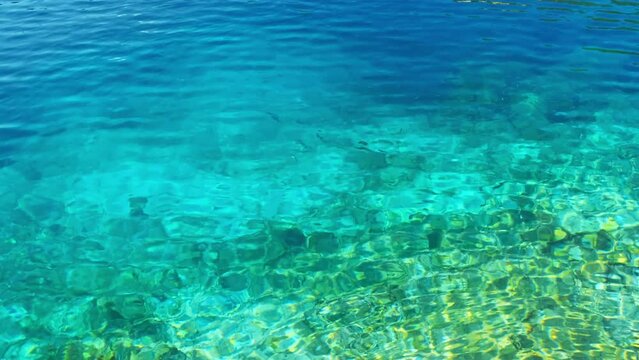 Crystal clear turquoise water of Ionian sea, Greece.