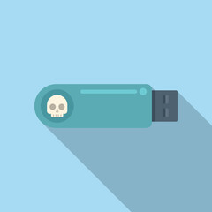 Usb virus data icon flat vector. Hacker error. Fraud alert