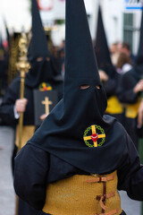 Close-up of a Penitent or Nazarene in the Holy Week procession.