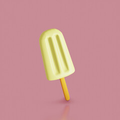 Sweet food icon. Lemon Ice cream. 3d render