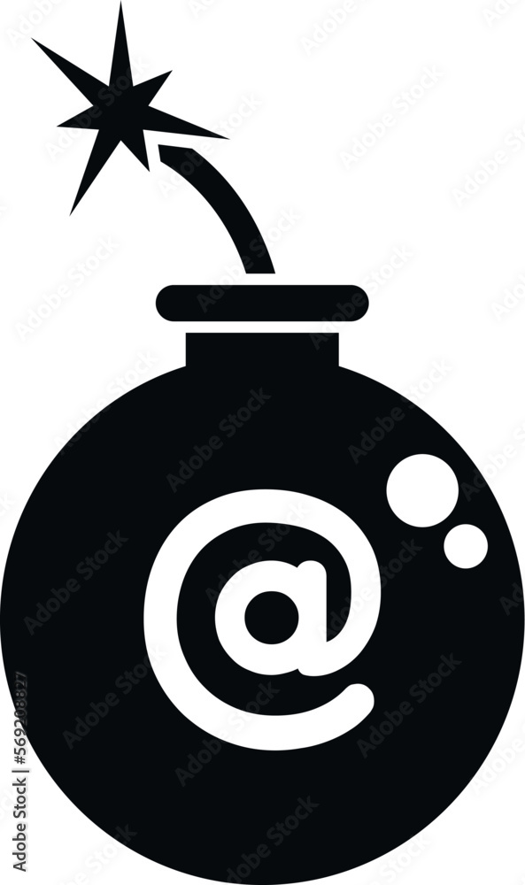 Poster malware bomb icon simple vector. laptop error. data email