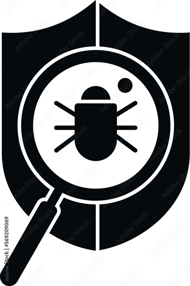 Poster bug shield icon simple vector. virus hacker. online threat