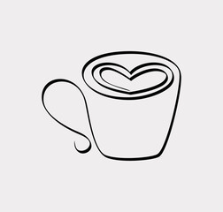 Vector coffee cup icon isolated . coffee cup in doodle style
