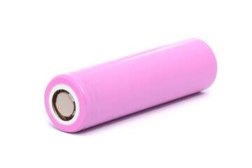 Pink rechargeable battery isolated on a white background