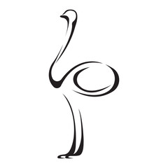 Ostrich in minimalism. Design suitable for tattoo, logo, decoration, bird emblem, mascot, sticker, symbol, banner, t-shirt print. Isolated vector illustration