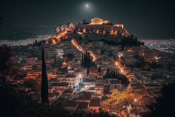 Athens night cityscape