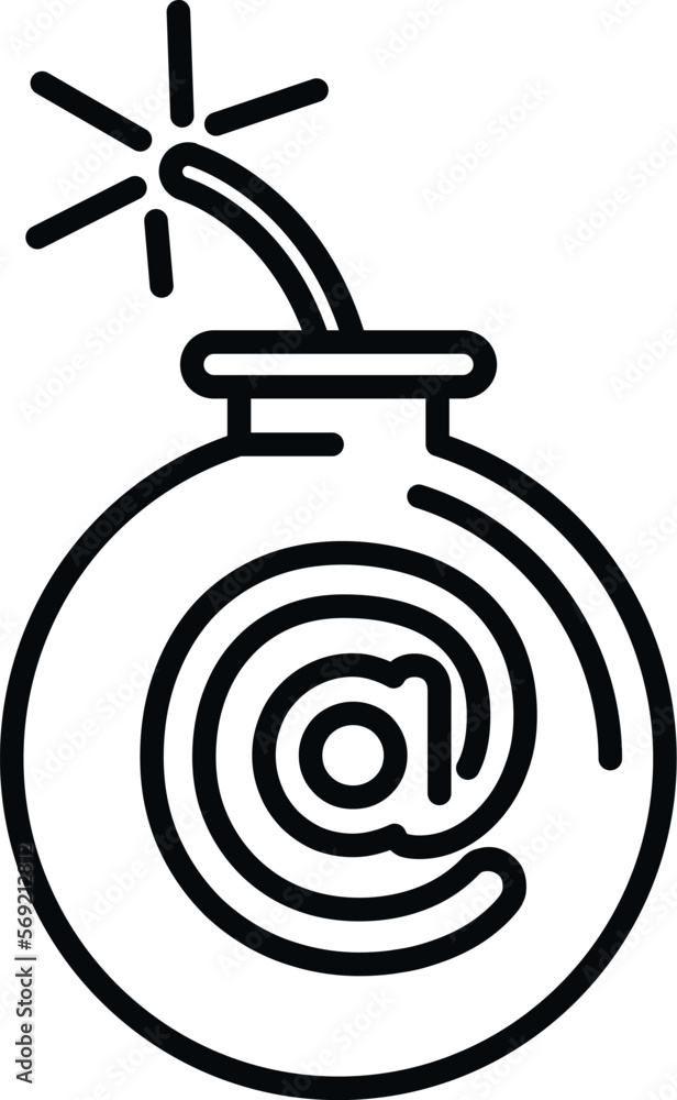 Poster malware bomb icon outline vector. laptop error. data email
