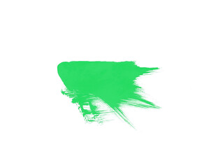 Green watercolor smear brush for art design isolated on white backdrop