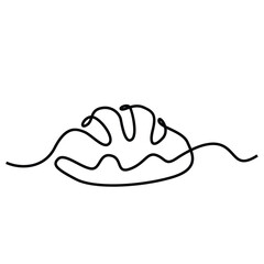 Single continuous line drawing of stylized sweet fresh bake bakery pastry in minimal continuous one line