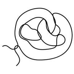 Single continuous line drawing of stylized sweet fresh bake bakery pastry in minimal continuous one line