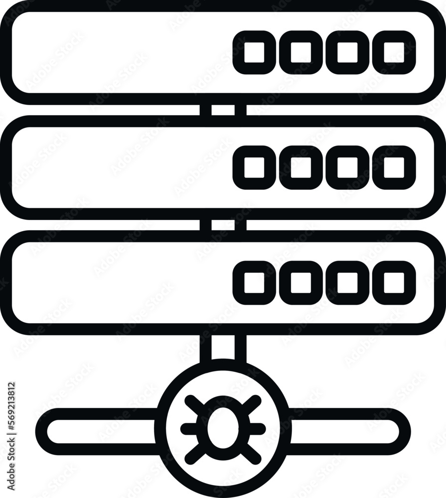 Poster server malware icon outline vector. internet report. threat data