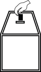 Hand voting ballot box icon, Election Vote concept, Simple line design for web site, logo, app, UI, Vector illustration