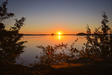 Fototapeta na wymiar Sun rising over J. Percy Priest Lake near Nashville Tennessee.