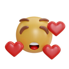 3D Rendering 3d in love face  laughing emoji isolated on white background