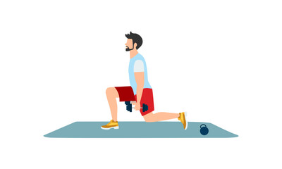 People do sports. People do sport exercises at home. Vector illustration