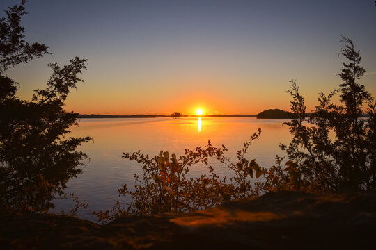 Sun rising over J. Percy Priest Lake near Nashville Tennessee.