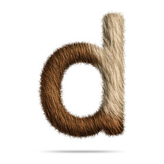 Small alphabet letter d design with fur texture