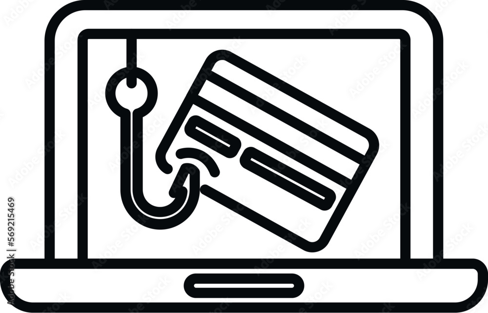 Poster laptop data phishing icon outline vector. hacker virus. computer threat