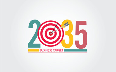 2035 New Year numbers with business target colorful banner. 