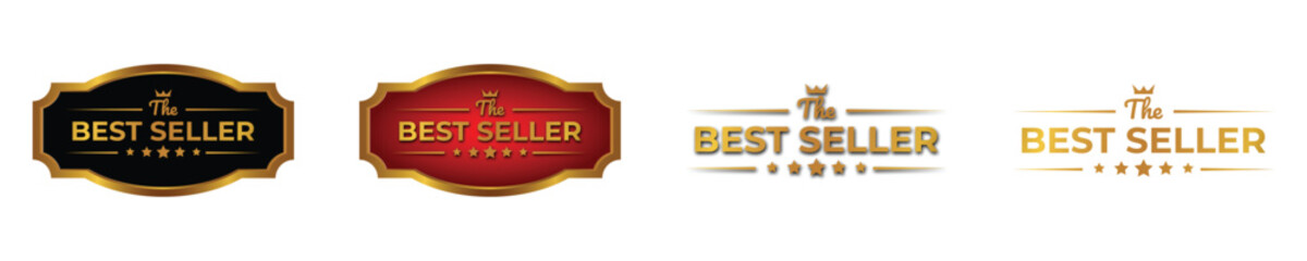 Best seller gold badge illustration, label, icon isolated