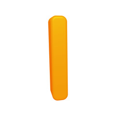Orange alphabet letter i in 3d render