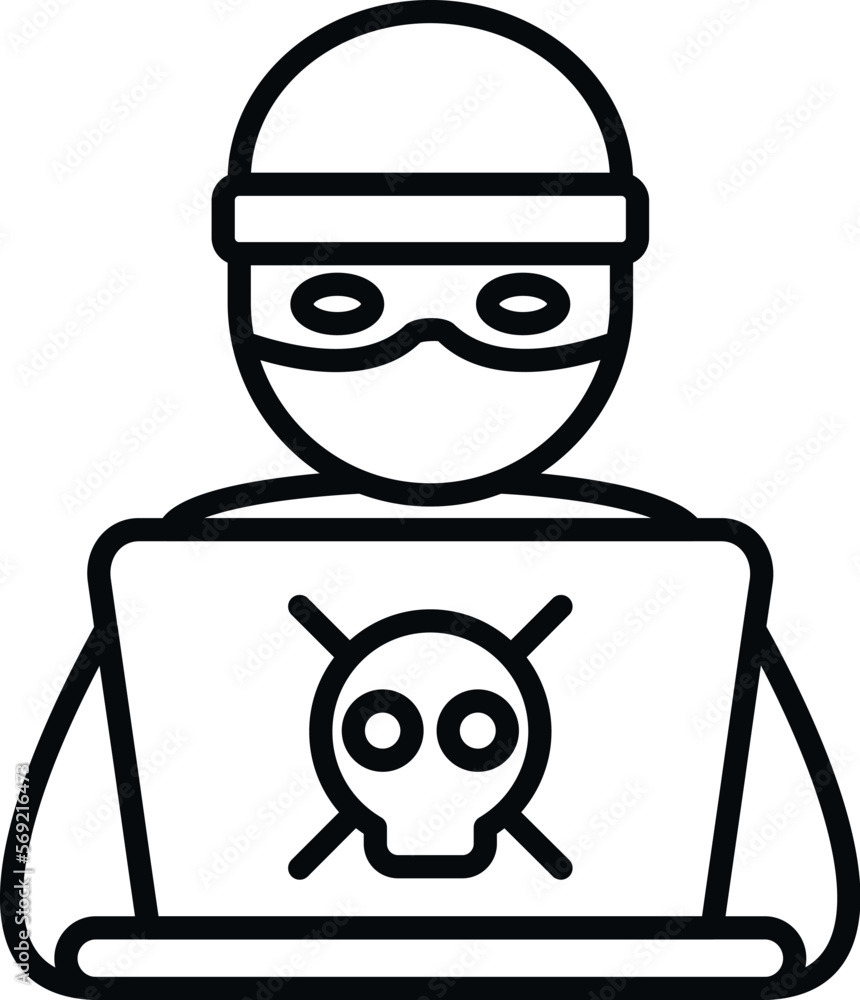 Poster hacker working icon outline vector. online report. crime data