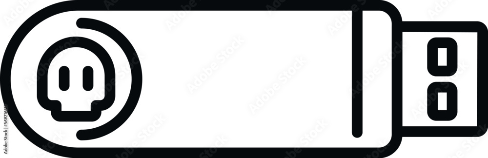 Poster usb virus data icon outline vector. hacker error. fraud alert