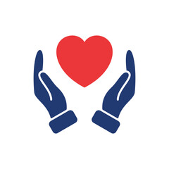 Obraz premium Hands Holding Love Heart. Care, Save, Charity, Volunteering and Donate Concept. Symbol of Goodness, Love, Hope and Mercy. Symbol of Love and Charity. Vector illustration