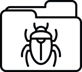 Folder bug icon outline vector. Fraud alert. Crime email