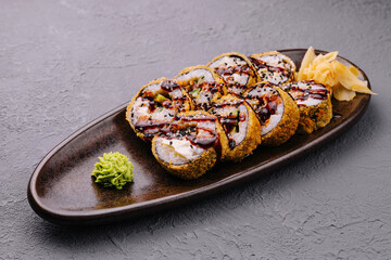 Warm rolls Shogun on ceramic plate