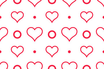 Abstract vector seamless pattern with red hearts.