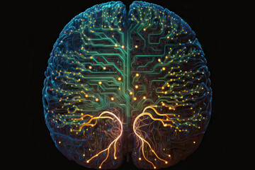 Glowing electric scheme in brain