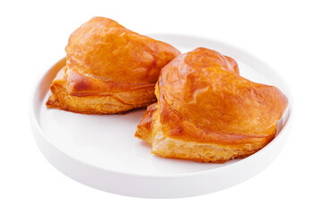 Puff pastry on plate on white plate