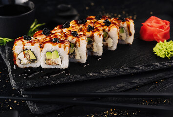 California Sushi roll with tuna, vegetables and unagi sauce © AntAlexStudio