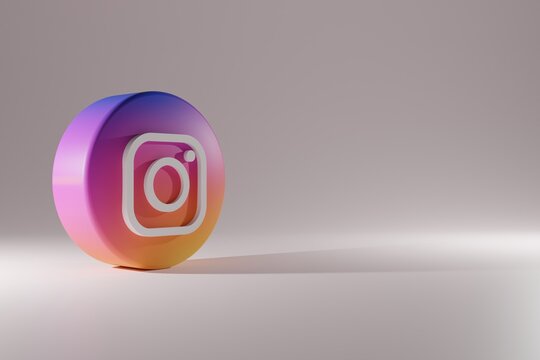 Instagram icon isolated. 3D Illustration. Instagram 3D Rendering Close up. Instagram Channel Promotion Template.