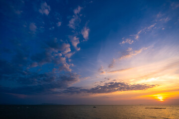 Pattaya Beach, Pratumnak Hill Between South Pattaya Beach and Jomtien Beach in the sunset, evening.