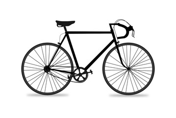 Vintage bicycle silhouette on white background, vector line
