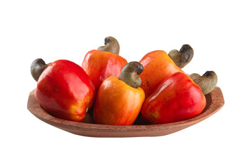 Fresh ripe cashew fruits isolated